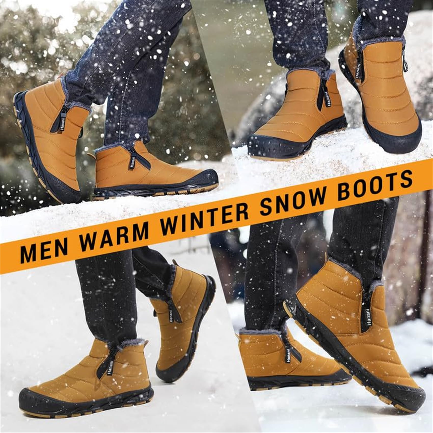 Hanani Botas de Invierno para Hombre Botines de Nieve Cálidas y Cómodas Zapatos Antideslizante Mujer Botas de Caña Corta