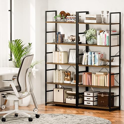 Miniatura 5 de NUMENN Estantería de 5 niveles, juego de 2 estantes altos, organizador de almacenamiento, estante moderno para dormitorio, sala de estar y oficina