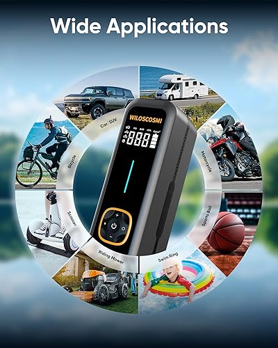 Miniatura 6 de Inflador de neumáticos, compresor de aire portátil, bomba de aire para neumáticos de automóvil, 150 PSI 5 veces más rápido con manómetro y apagado