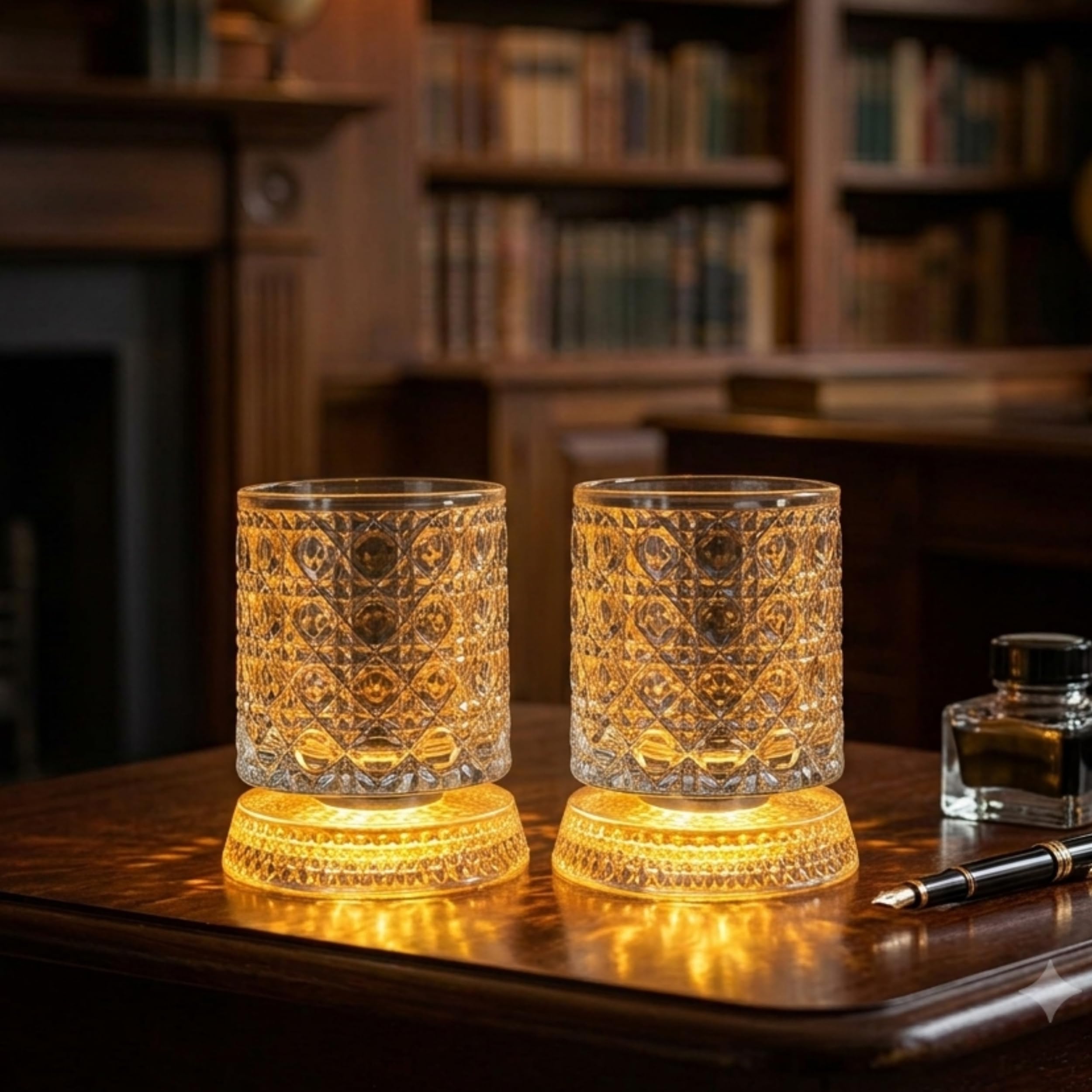 NYRWANA Pack of 2 Whisky Glass | Crystal Cut Diamond Pattern | 360° Rotating Base | Old Fashioned Rocks Glass | Detachable Pedestal | Premium Whiskey, Bourbon, Scotch & Cocktail Glass | 300ml-image-16