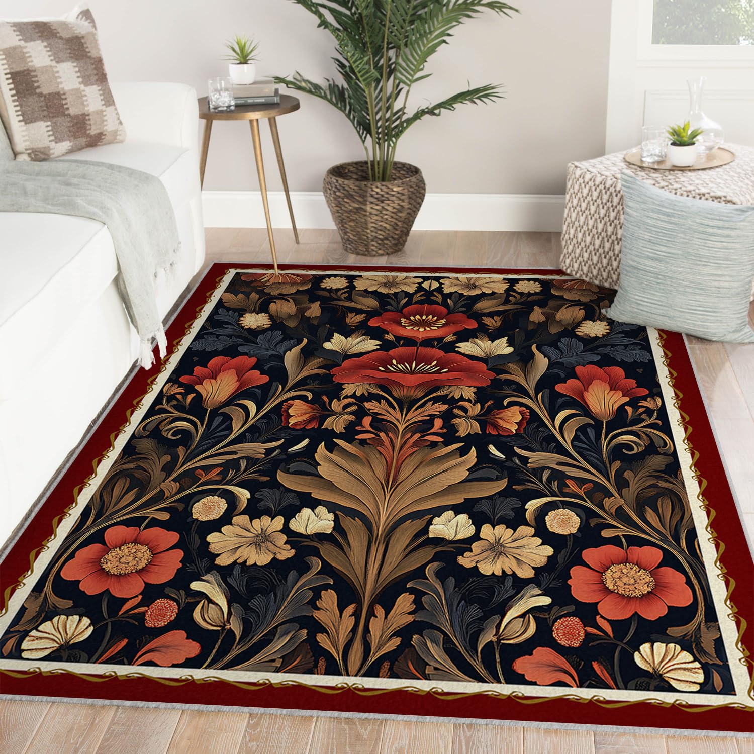 Tapis de jardin pour salon et bureau déco florale douillette