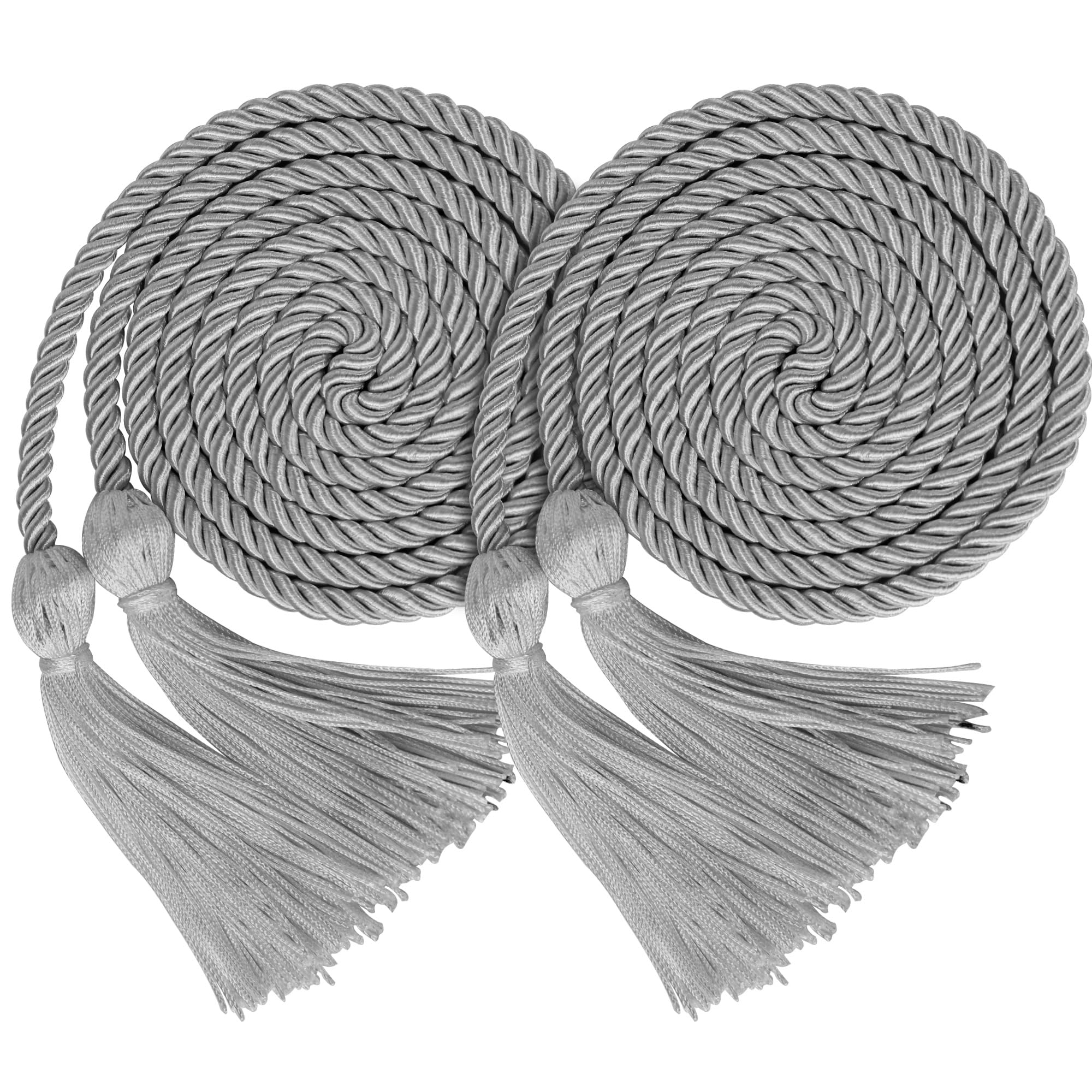 GraduationMall Double Graduation Honor Cords Silver 68"