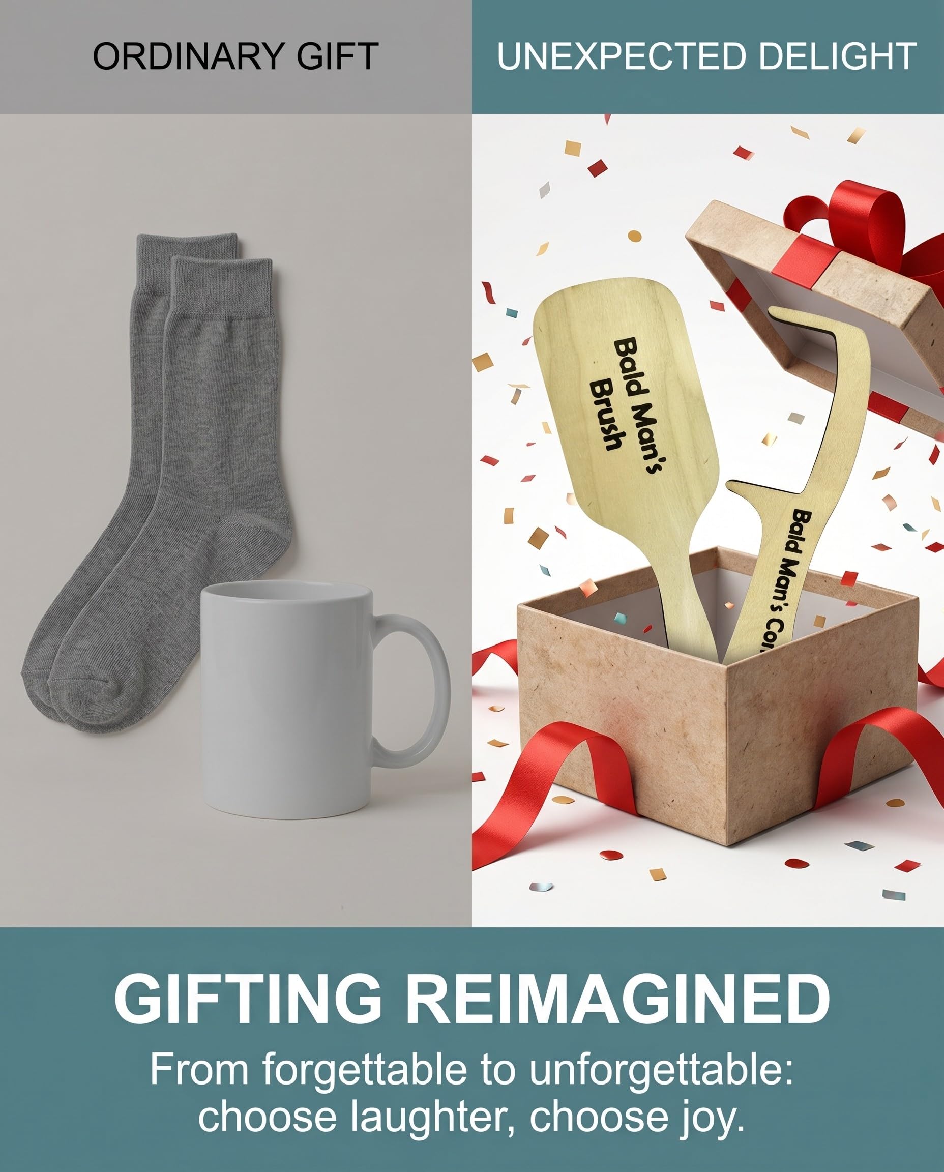 2 Pezzi Pettine per Testa Calva, Regalo Scherzo Divertente Uomo, Gadget Comico Originale, Idea Sorpresa per Amici Mariti