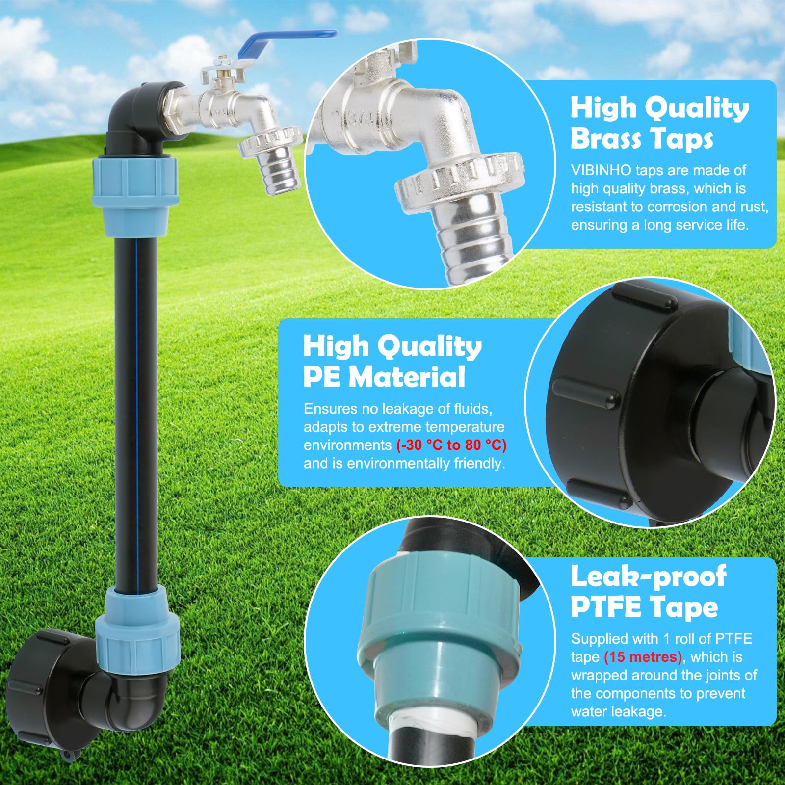 IBC Schwanenhals Auslaufhahn 3/4 Zoll - Messing Wasserhahn Für Regentonne & IBC Container