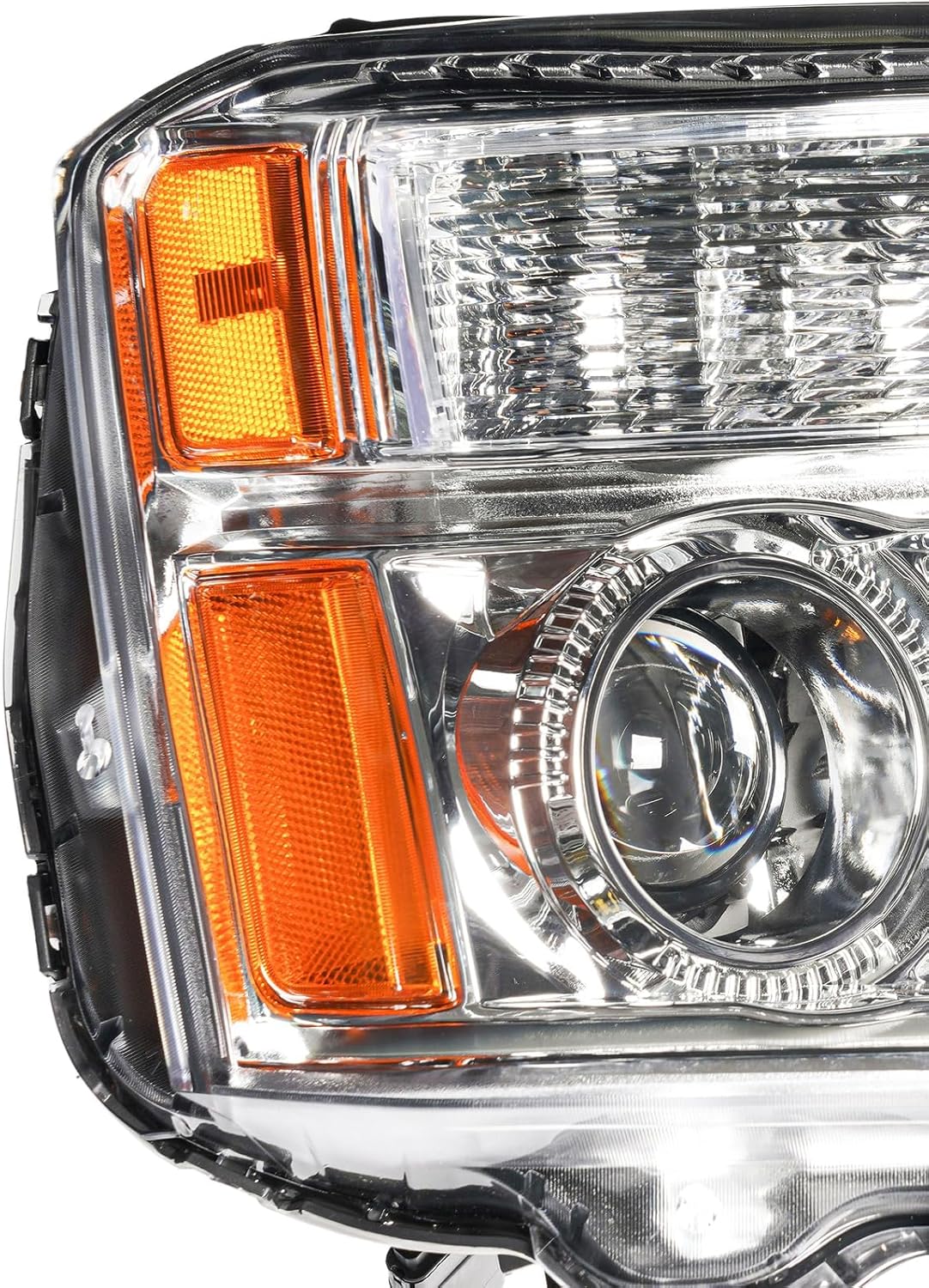 KAX Headlight Assembly,Chrome Headlights Compatible with Terrain 2016-2017 Amber Reflector Color Clear Lens Color