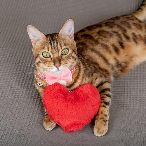 Miniatura 6 de PUPTECK Collar de cachorro con campana, paquete de 2 unidades, ajustable, lindo collar para cachorros con corbata de moño extraíble, dulce regalo