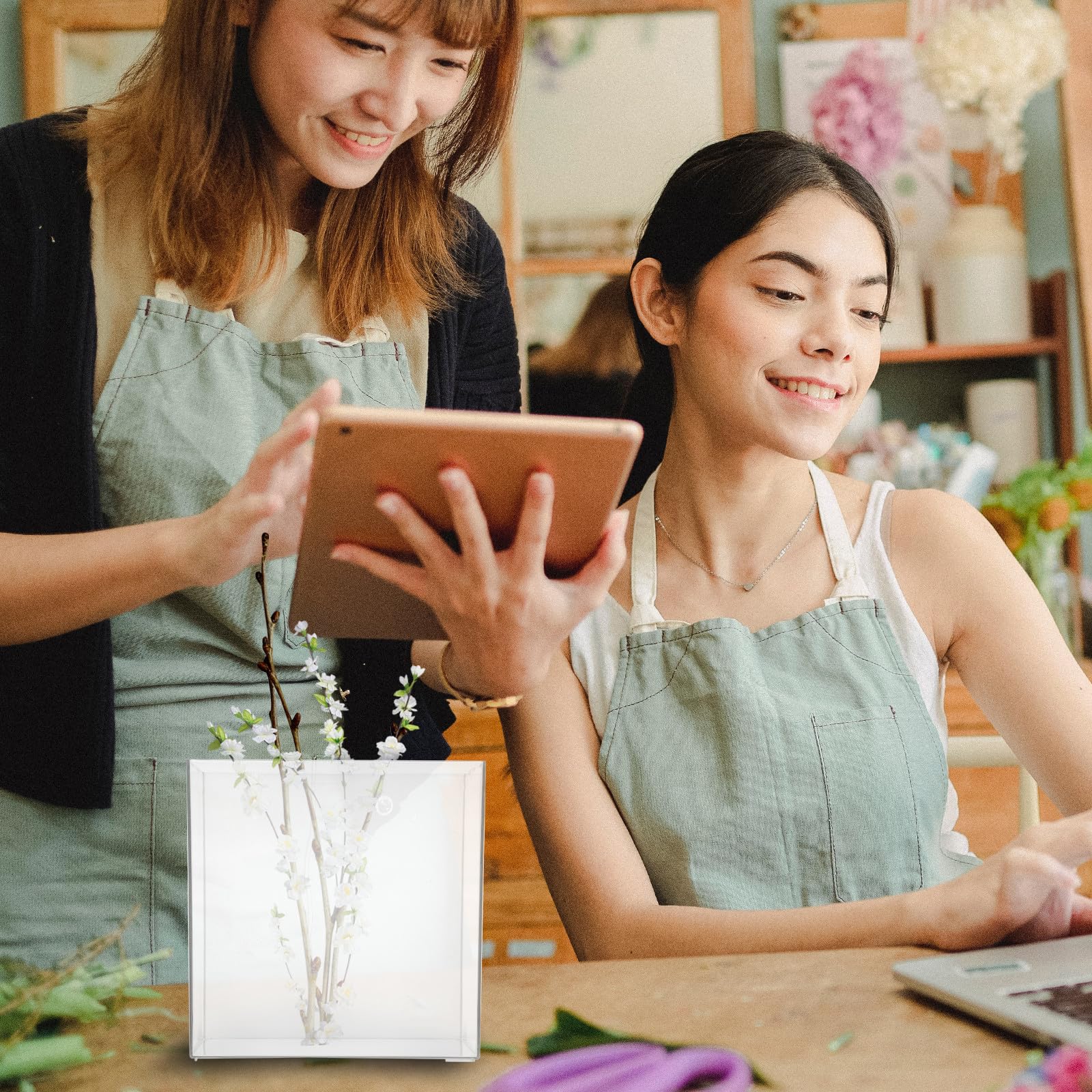 Cubo Acrílico Multifuncional Transparente para Flores y Hogar