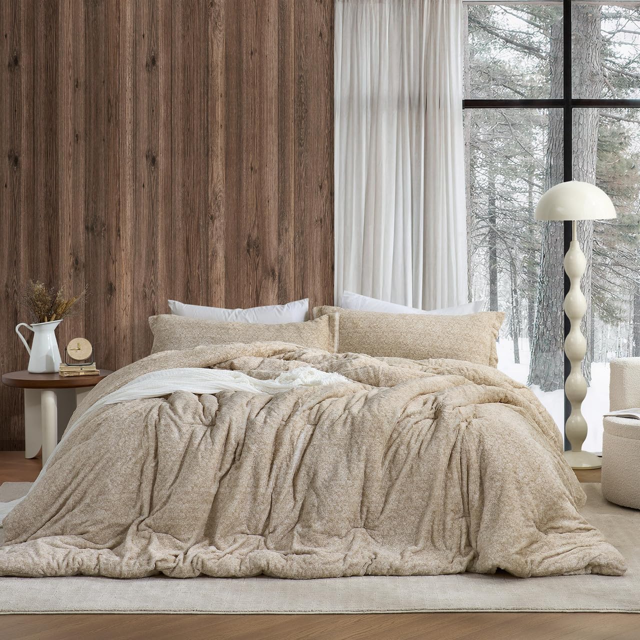 Mountain of Shoulder Alaskan King Comforter Set White Gold | Experience Coma Worthy Sleep with Cozy Extra Large Plush Bedding