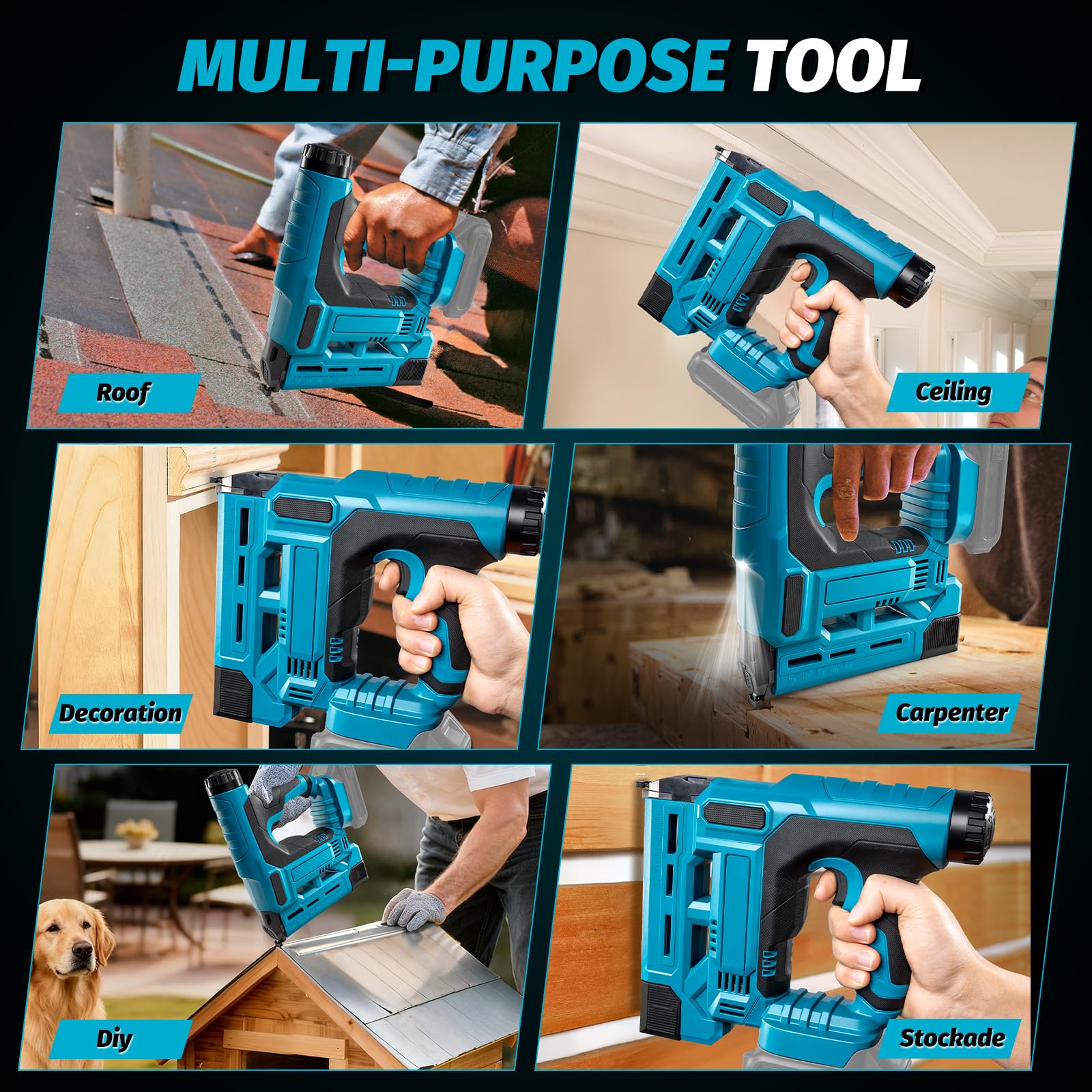 Chiodatrice Brad a Batteria per Makita 18V, Pistola per Unghie Senza Fili 2 in 1 con 2000 chiodi/graffette Pistola Sparachiodi Elettrica Per la ristrutturazione della casa e la lavorazione del legno