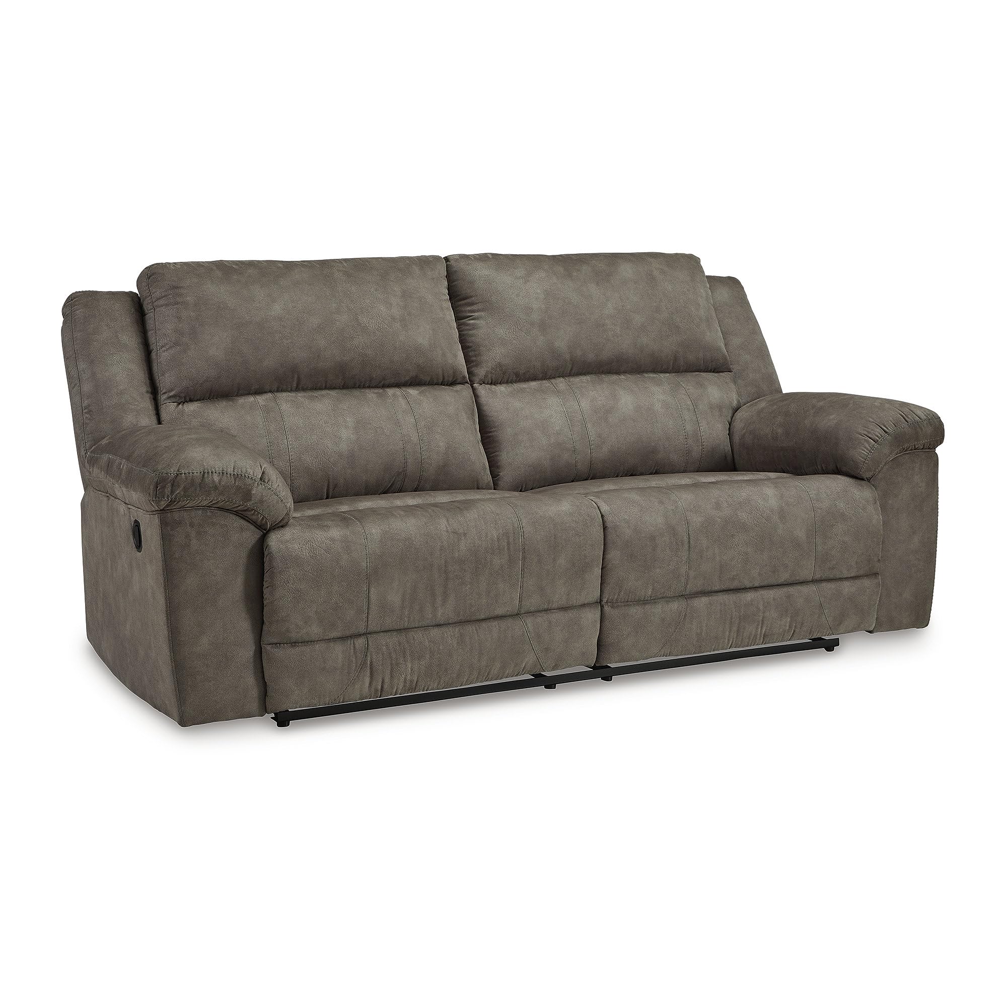 Signature Design by Ashley Laresview Contemporary Faux Leather Manual 2 Seat Reclining Sofa, Gray