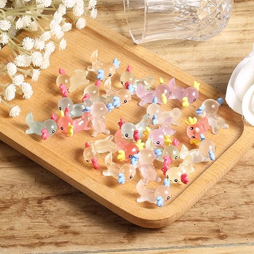 Miniatura 3 de 24 mini figuras de resina en miniatura de ajolote, figuras de resina que brillan en la oscuridad, divertidas figuras de animales pequeños para