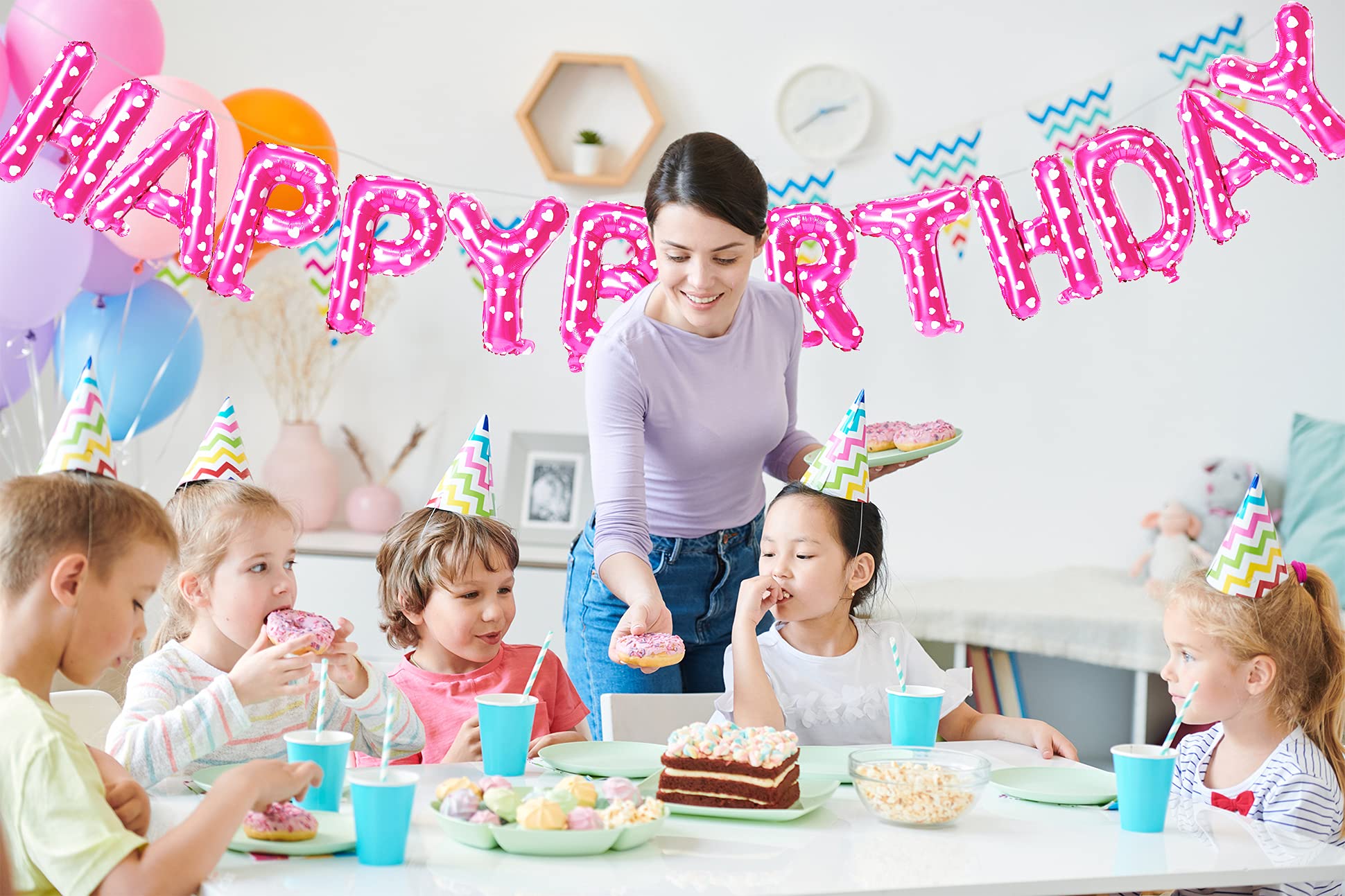 Buy Stratton.I Happy Birthday Banner Decorations (PinkHearts), Balloons