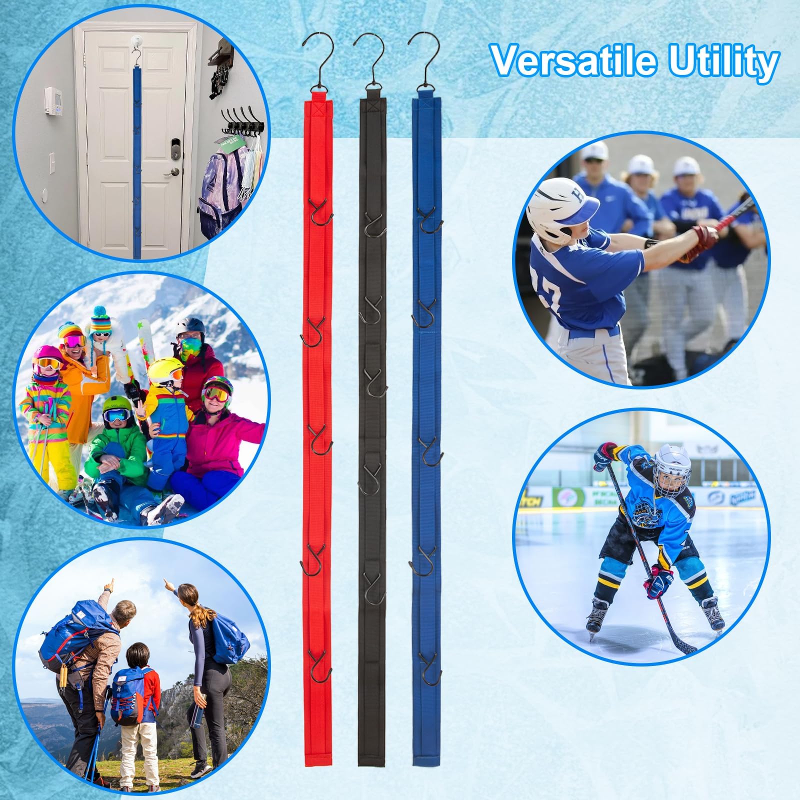 3 PACK Hockey Drying Rack With Storage Bag,Hockey Equipment Gear Drying Rack, Sports Gear Organizer Hanging Straps,Ice Goalie Hockey Gifts For Boys Football Baseball Catcher.Outdoor Camping Must Haves - Image 4