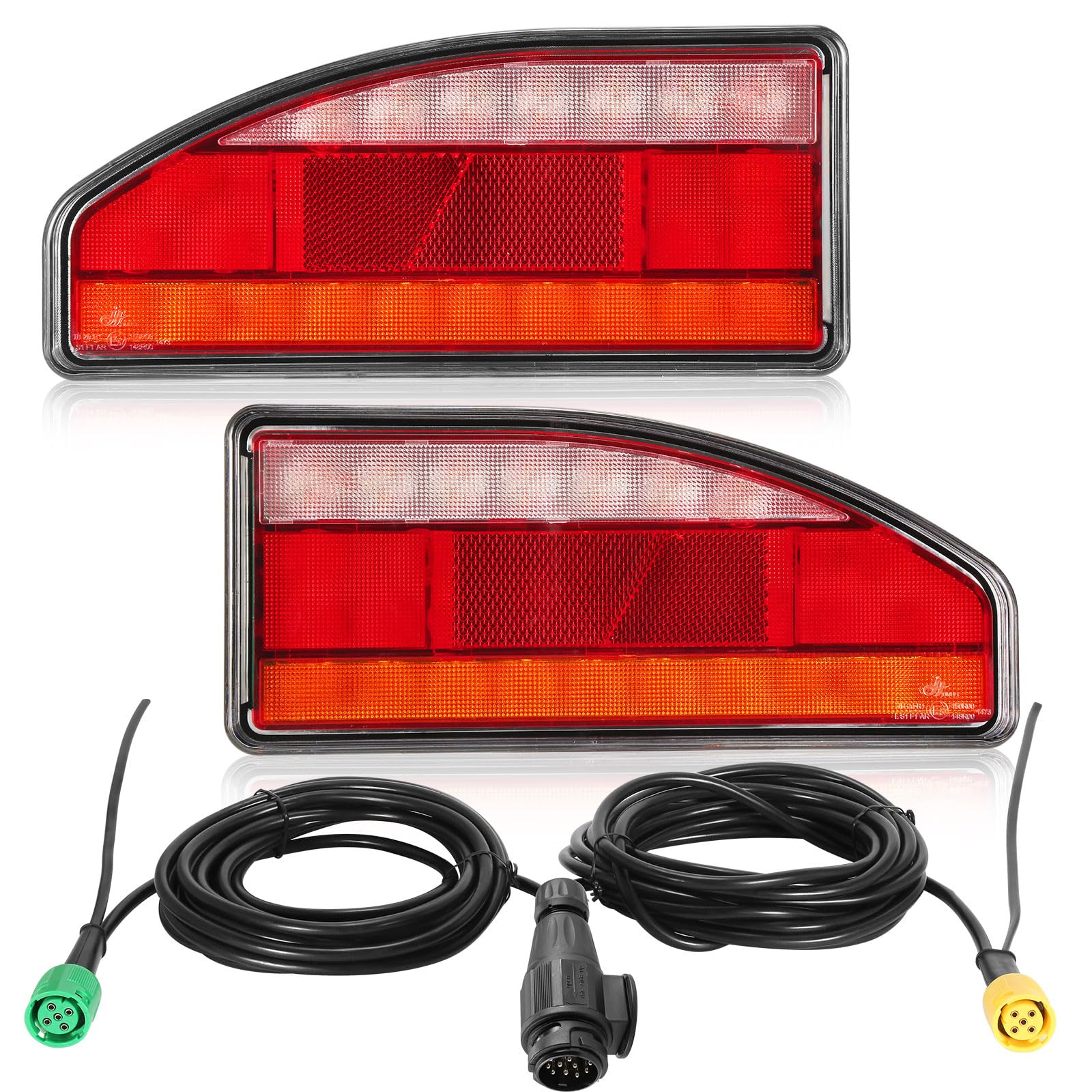 Pilotos Traseros Remolque 13pines LED 12/24V Homologados 7Funcione Luz Antiniebla/Piloto Marcha Atrás/Luces de Matrícula