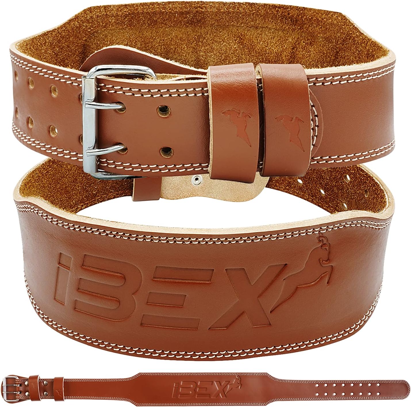 Weight Lifting Belt Leather 4โ Padded Lumbar Back Support Suede Lining Steel Buckle Functional Training Bodybuilding Powerlifting Exercise Deadlifts Squats Workout Home Gym Fitness Equipment