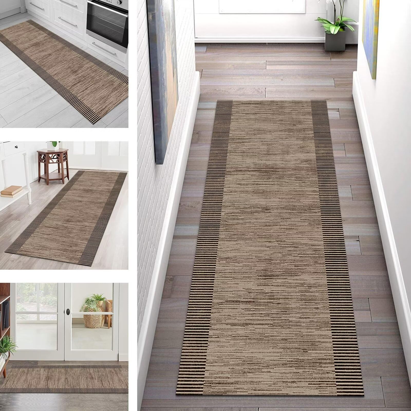Tapis de couloir en polyester marron foncé d'une douceur premium