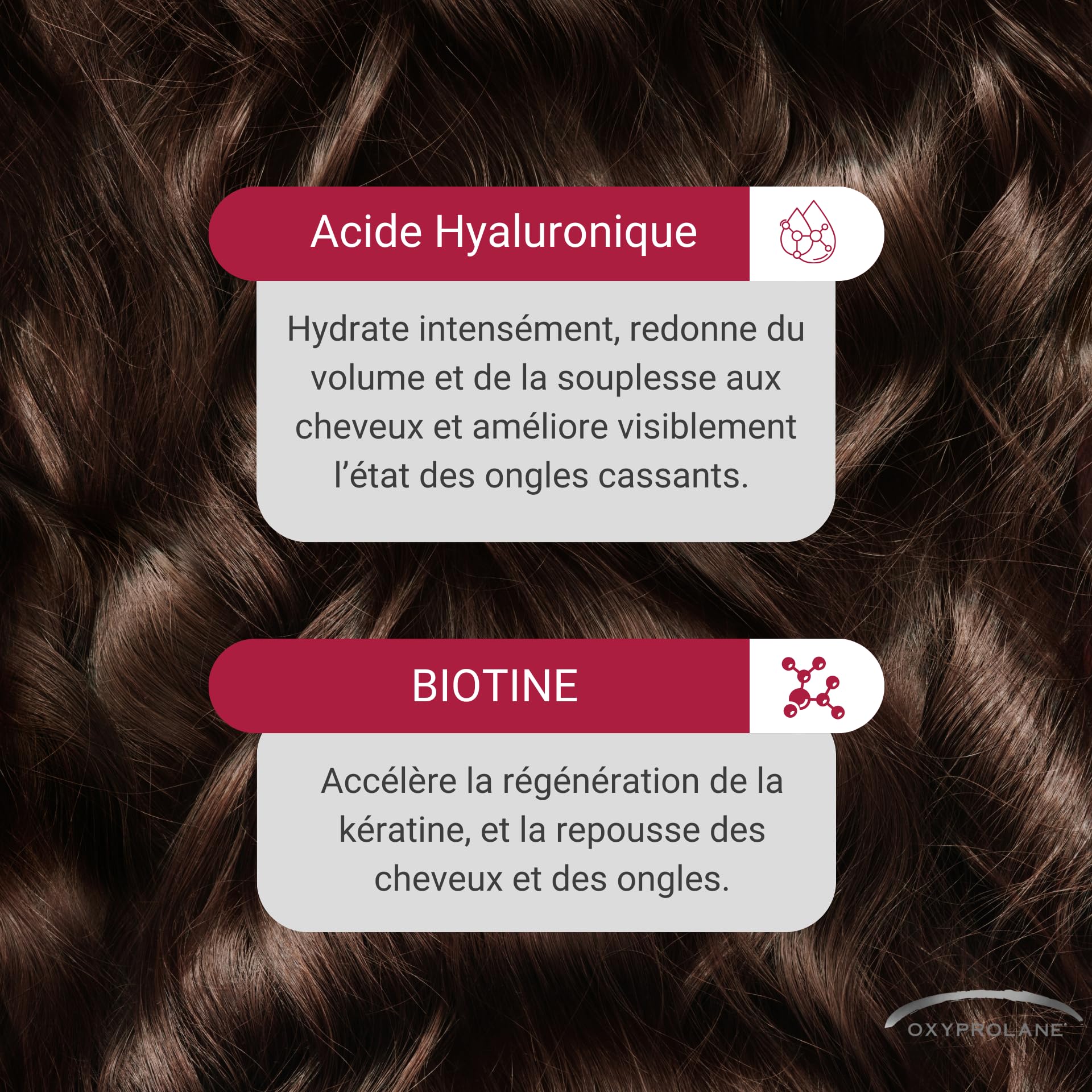 Oxyprolane® Cheveux & Ongle • Complément Alimentaire Pousse cheveux • Cure 3 mois / 90 gélules (1/j) • Biotine & Acide Hyaluronique • Fabriqué en France par BIO-RECHERCHE ®
