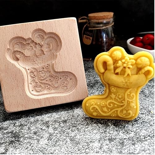 Moldes de madera para galletas, molde de madera tallada para hornear, molde de galletas de cocina, cortador de galletas de madera, moldes de prensa