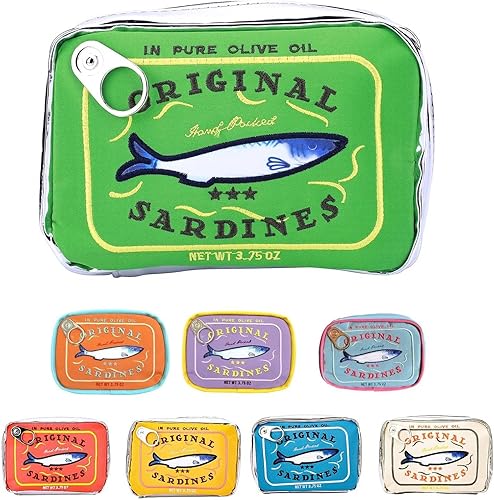 Miniatura 8 de AZURAOKEY Bolsa de maquillaje de sardinas enlatadas, bolsa de aseo estilo sardinas enlatada, bolsa de viaje bonita y creativa bolsa de maquillaje