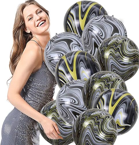 Miniatura 9 de Globos de ágata de mármol, 6 globos de aluminio 4D de 22 pulgadas, globos de mármol azul para decoración de cumpleaños, boda, fiesta, color azul y