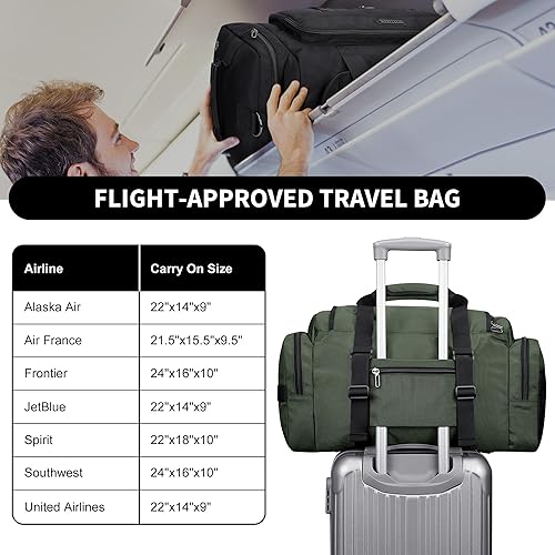 Miniatura 7 de WITZMAN Bolsa de lona para hombre, bolsa grande para llevar durante la noche, bolsa de fin de semana con compartimento para zapatos, bolsas de