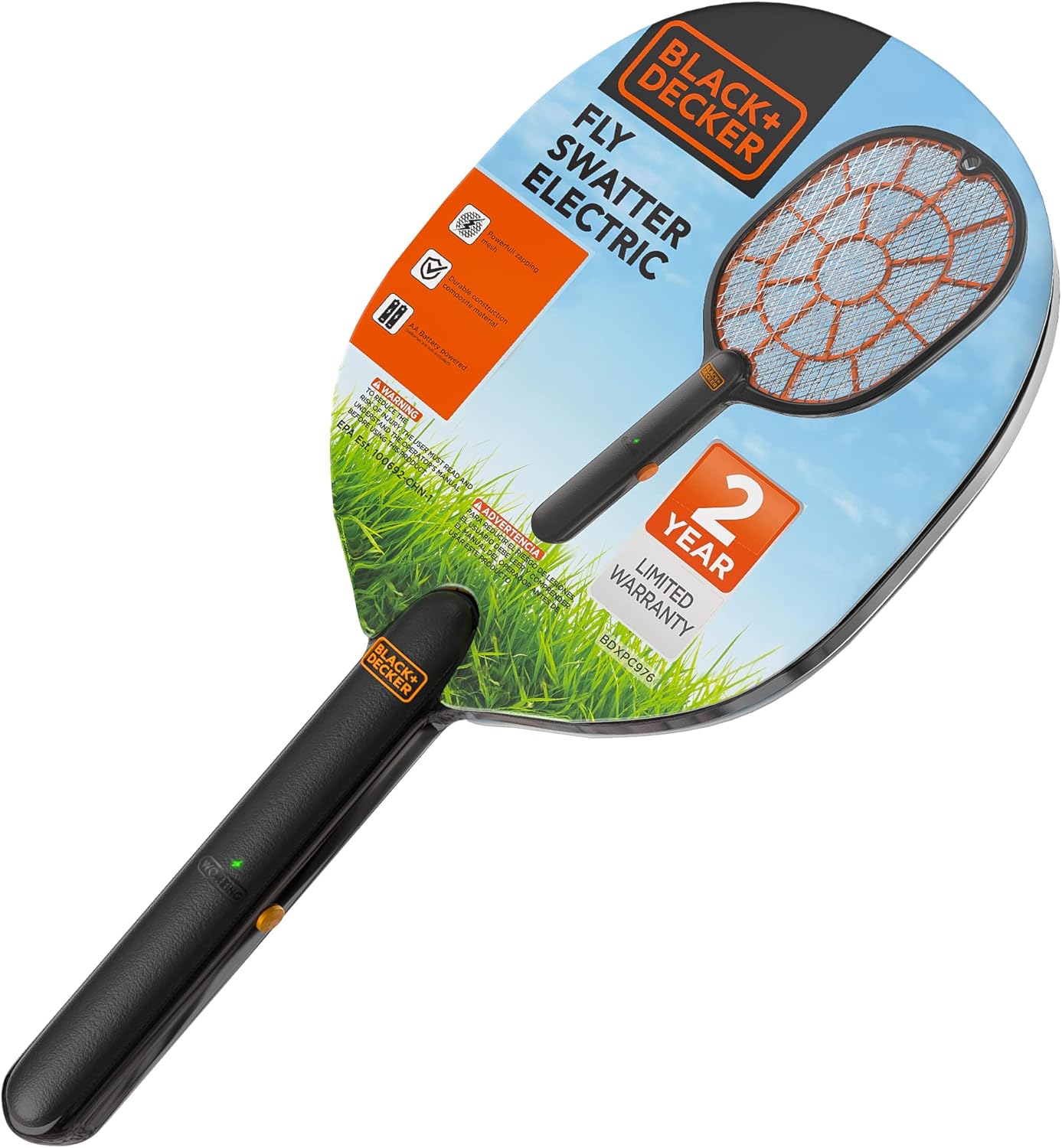 BLACK+DECKER Bug Zapper Racket Electric Fly Swatter for