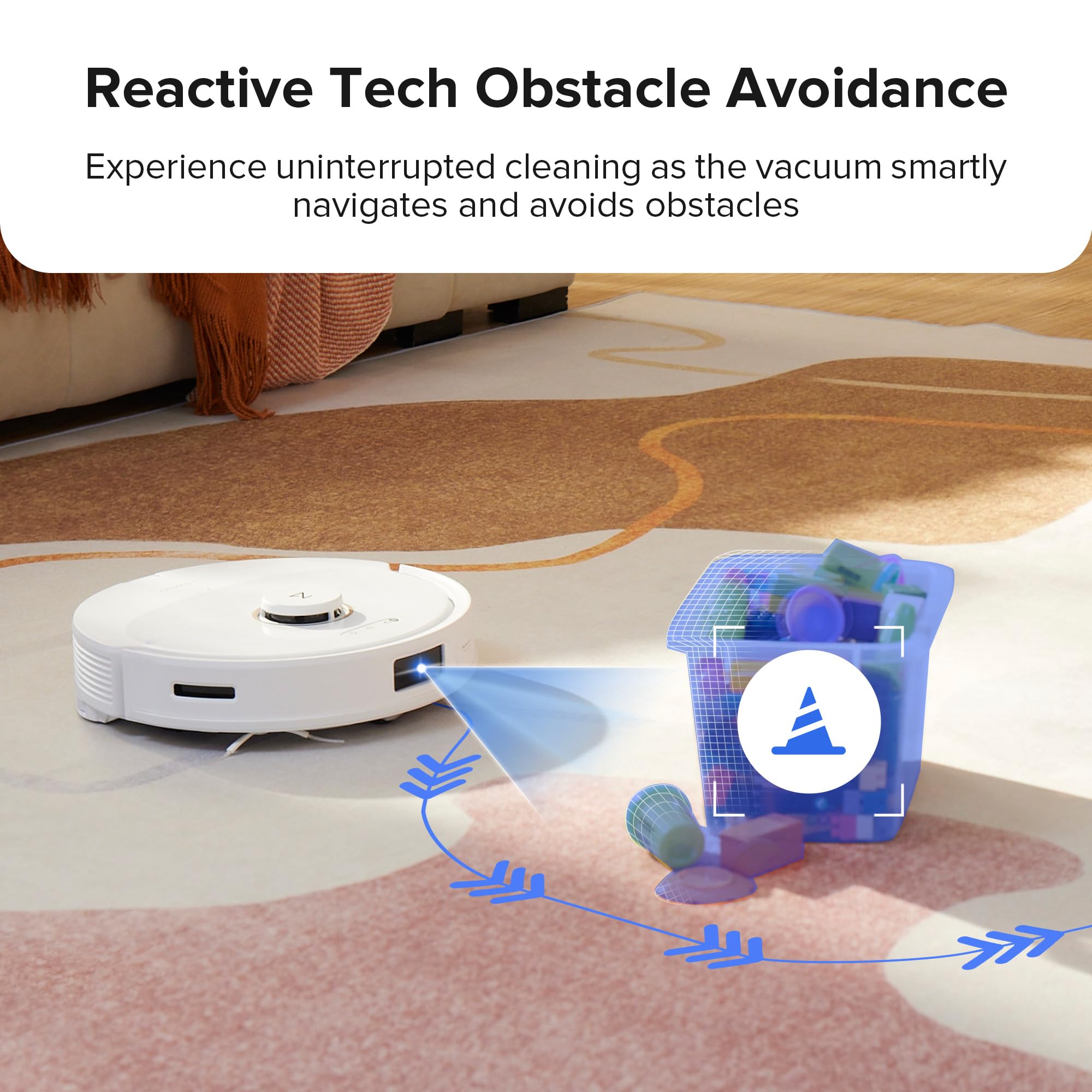 roborock Q8 Max Robot Vacuum and Mop Cleaner, DuoRoller Brush, 5500Pa Strong Suction, Lidar Navigation, Obstacle Avoidance, Multi-Level Mapping, Perfect for Pet Hair view 3