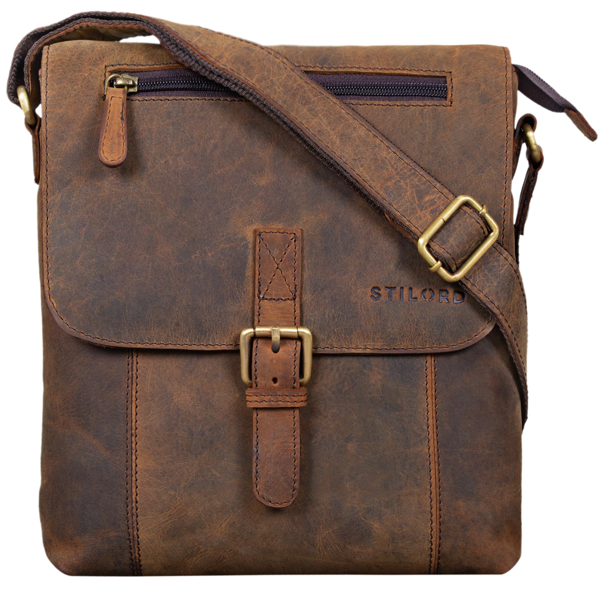 STILORD 'Matthias' Borsa messenger da uomo pelle piccola borsa a tracolla tablet iPad 10.1 pollici vintage di vera pelle di bufalo