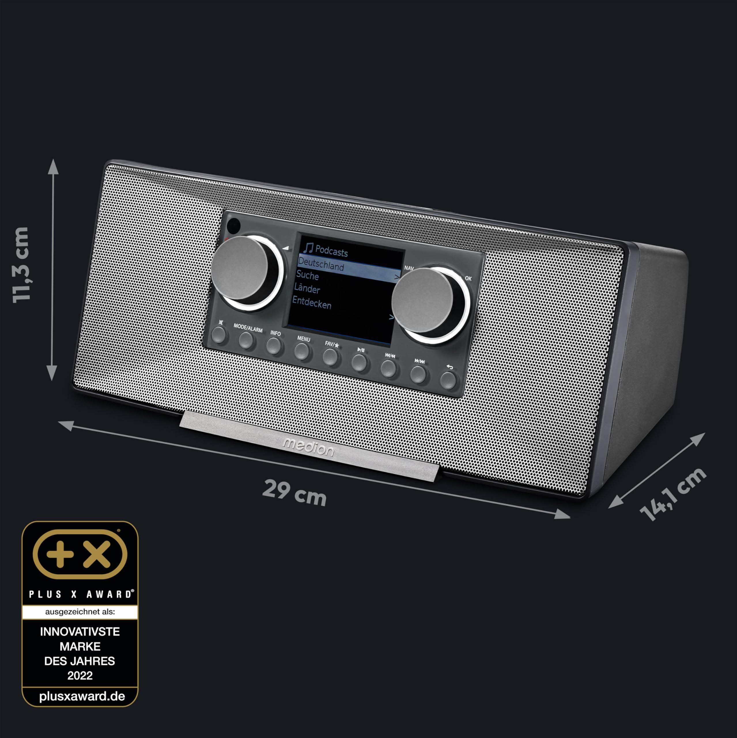 MEDION P85333 Radio Internet DAB+ WLAN FM Spotify Connect DLNA USB Grigio