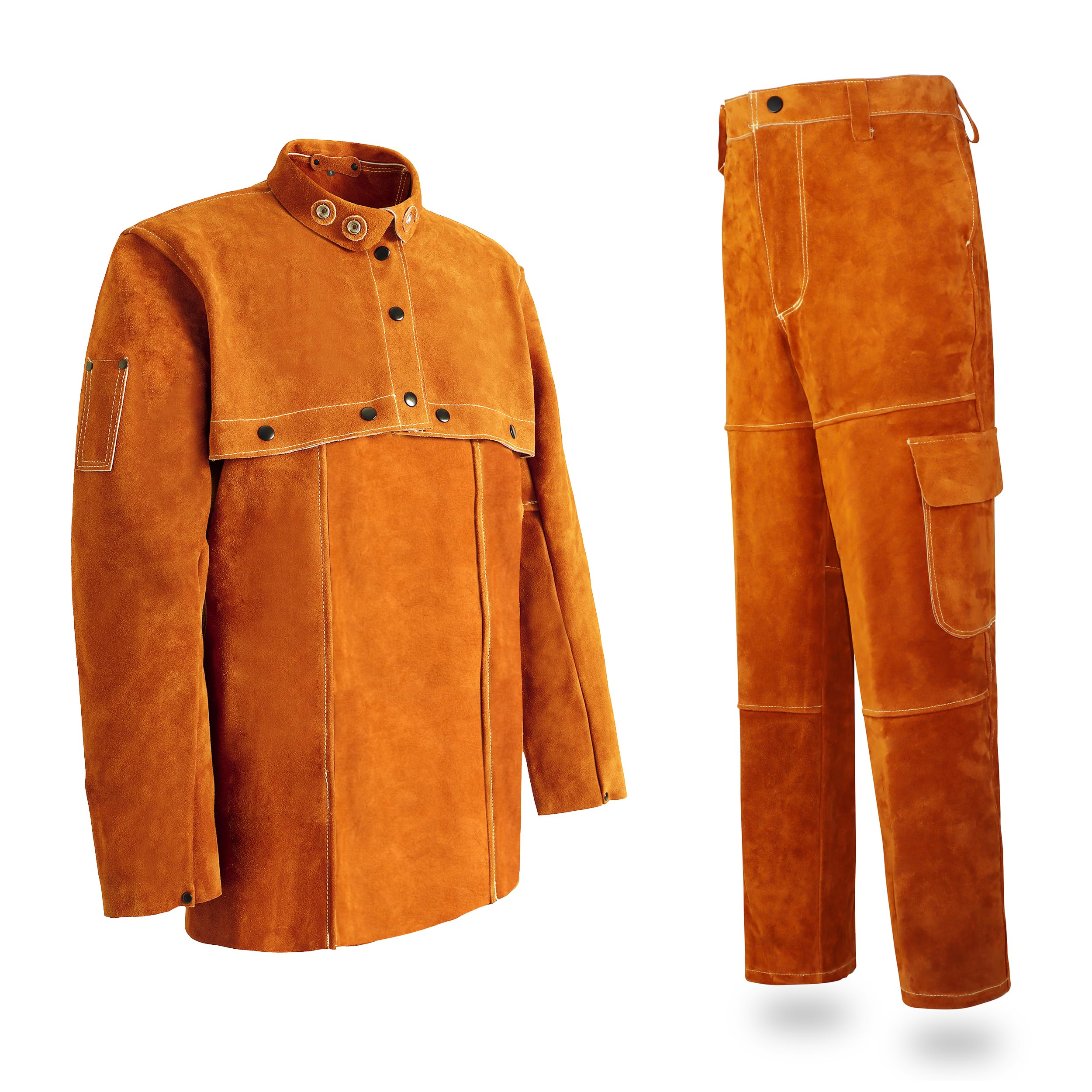 ANTAITHER Cowhide Welding Jacket – Heat & Flame Resistant, Kevlar Stitched, With Pockets For Men & Women