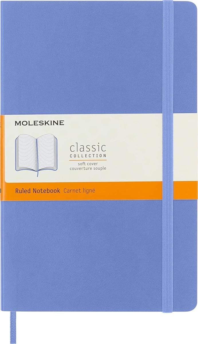 Classic Notebook, Soft Cover, Large (5" x 8.25") Ruled/Lined, Hydrangea Blue, 192 Pages | Large 5" x 8.25" notebook with 192 ruled pages for journaling, note-taking, planning, and everyday writing.