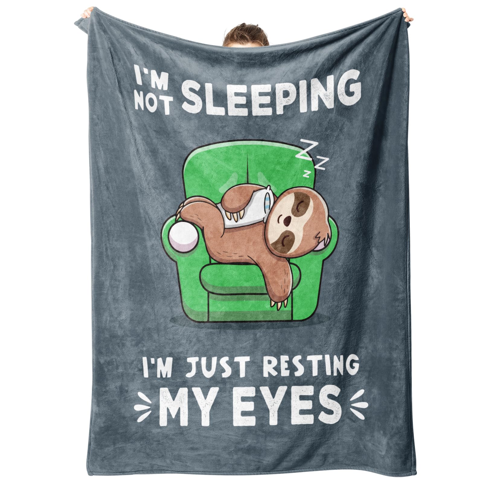 Fathers Day Blanket Gifts for Men, Funny Blanket Birthday Gifts for Men, I'm Not Sleeping I'm Just Resting My Eyes, Novelty Personalised Gift for Mens Dad Grandad Husband Him Boyfriend (157*132cm)