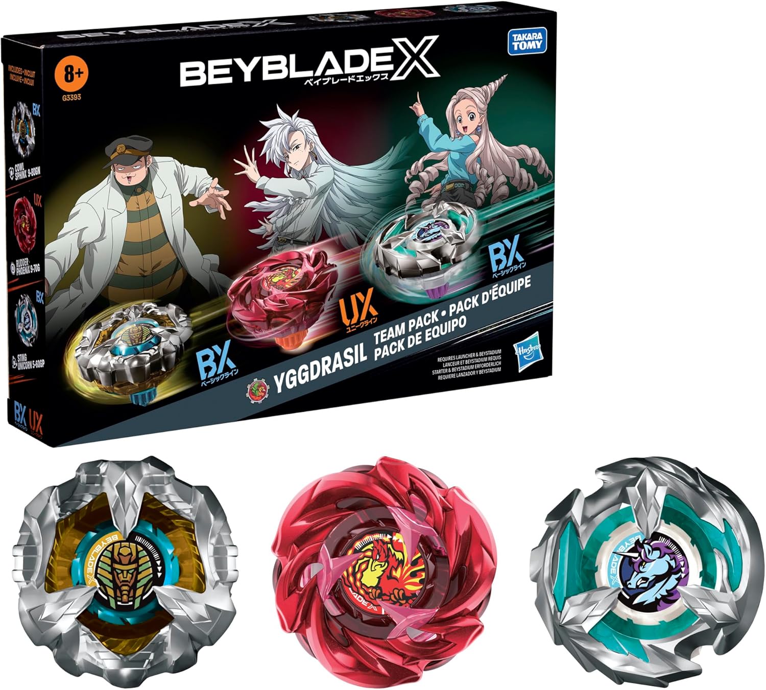 Beyblade X, Yggdrasil Team Pack, Includes 3 Competition Spinning Tops Designed by Takara Tomy, from 8 Years Old