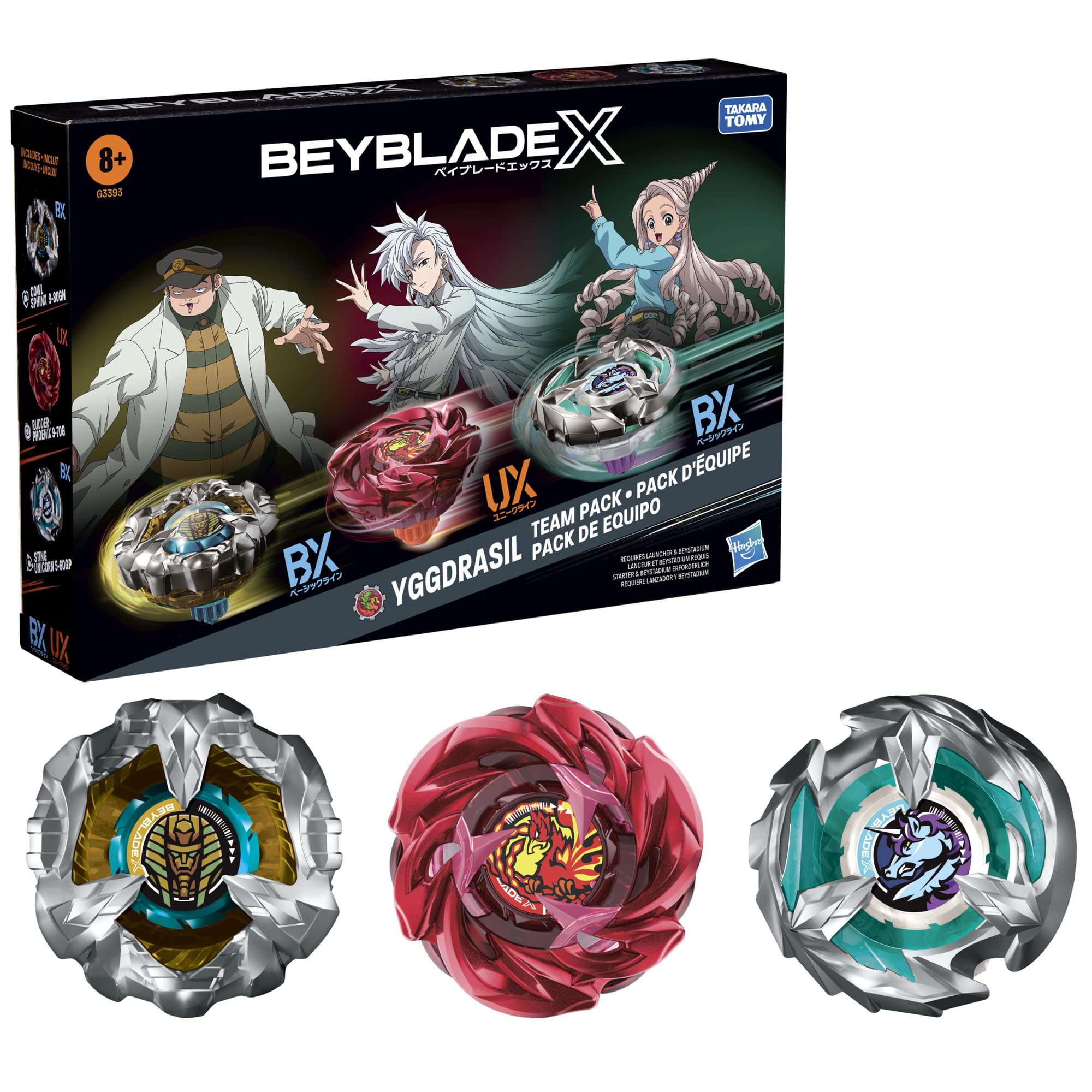 Hasbro Beyblade X, Set Yggdrasil Team, Contiene 3 trottole da Combattimento di Takara Tomy, Giocattoli, dagli 8 Anni in su