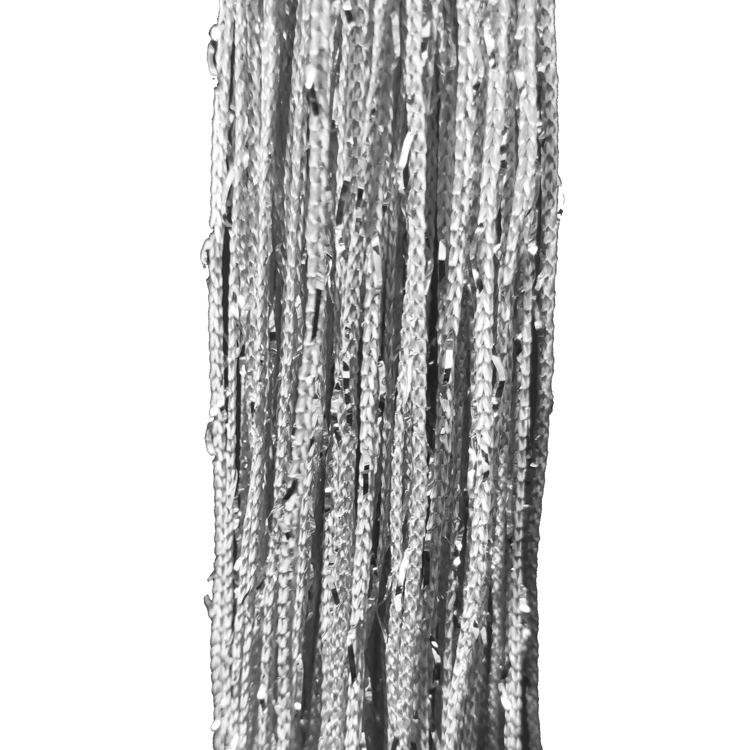 Lot de 4 rideaux à ficelles à franges à paillettes pour porte, séparateur de pièce à suspendre, décoration hippie à paillettes, décoration de placard, fenêtre, mur, portes de style bohème (argent, 99