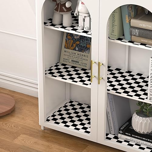 Miniatura 5 de Papel tapiz moderno de mosaico blanco y negro, papel de contacto a cuadros, autoadhesivo, de 17.7 x 118 pulgadas, papel tapiz de celosía