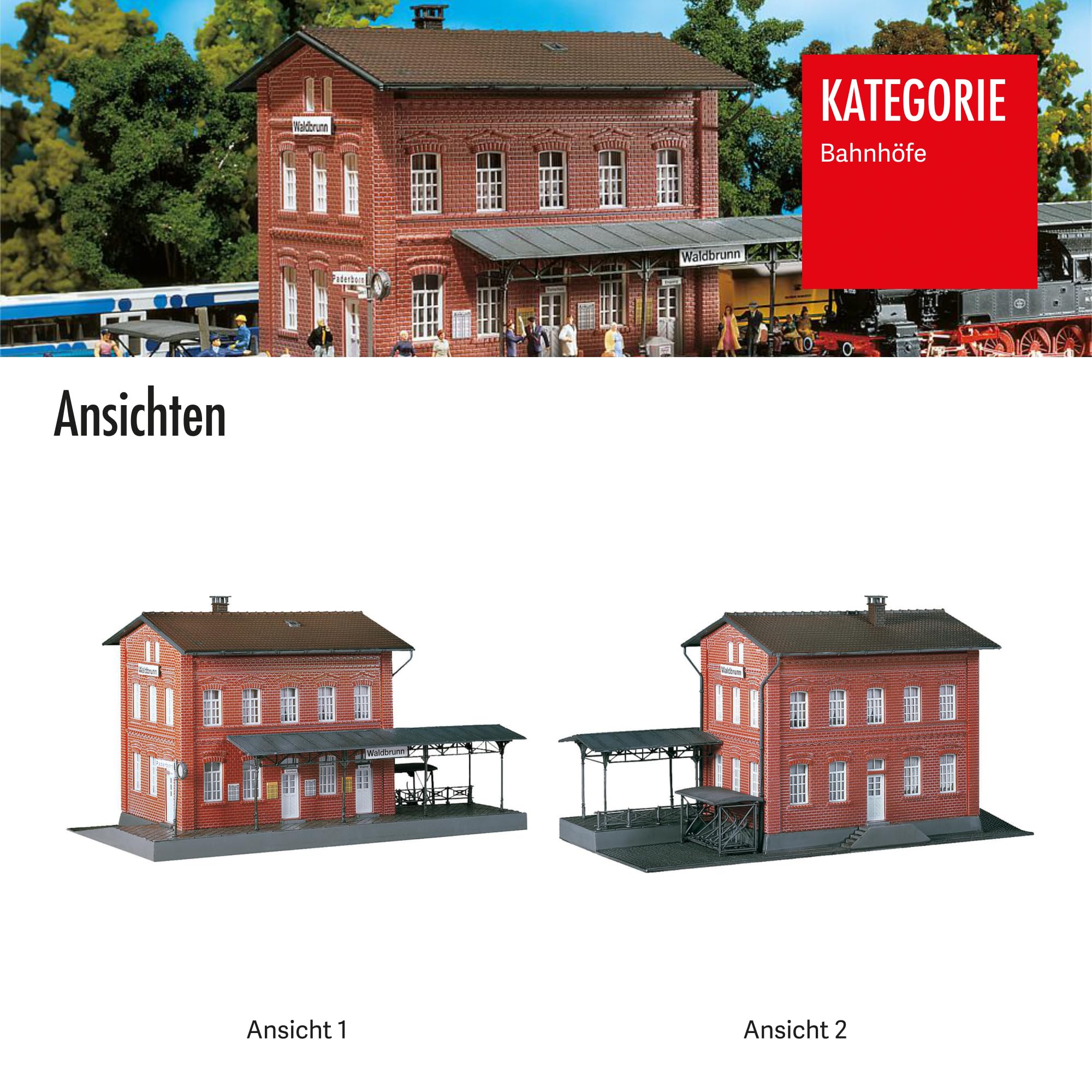 FALLER Bahnhof Waldbrunn Modellbausatz mit 82 Einzelteilen 240 x 125 x 135 mm I Modelleisenbahn Zubehör H0 Gebäude I Modelleisenbahn H0 Bahnhof
