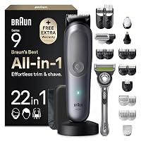Braun Rasoio Elettrico Barba e Capelli Serie 9, Accessori AIO9545 Grigio