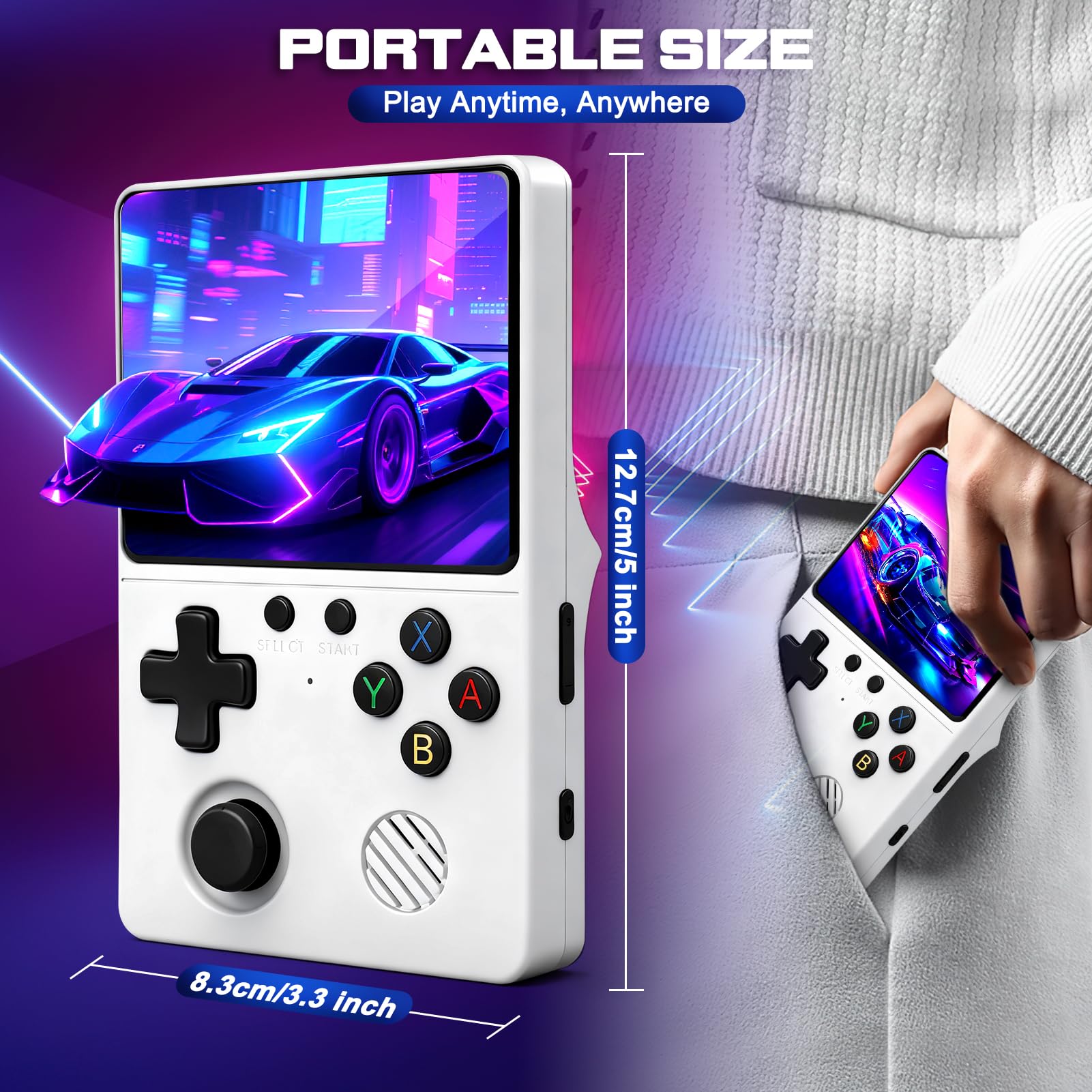 Ertisa Console da gioco retrò portatile con 20000+ giochi classici, 3,5'' schermo IPS console retrò 3000mAh batteria 64GB Console videogiochi Supporta 30+ emulatori/sistema Linux Mini arcade tascabile