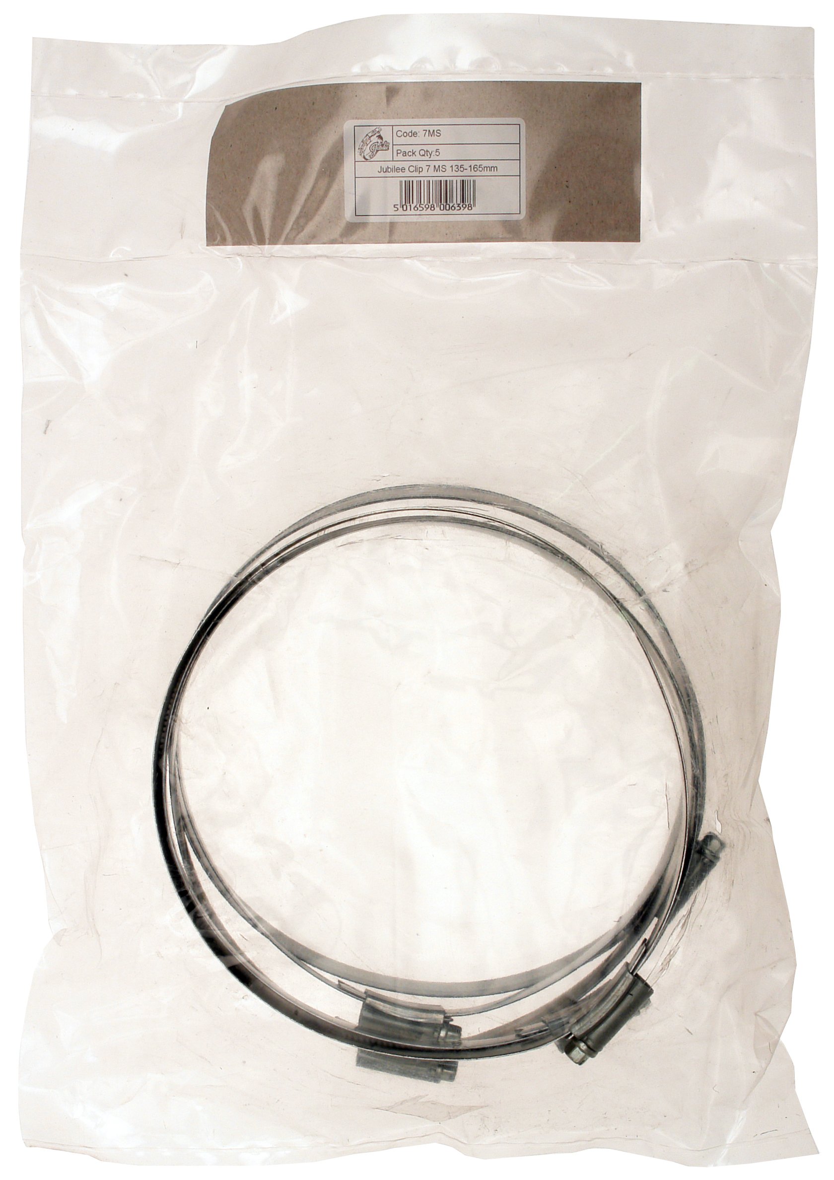 Jubilee 7MSP Hose Clip M/S 7 x 135 - 165mm (Pack of 5), White - Image 2