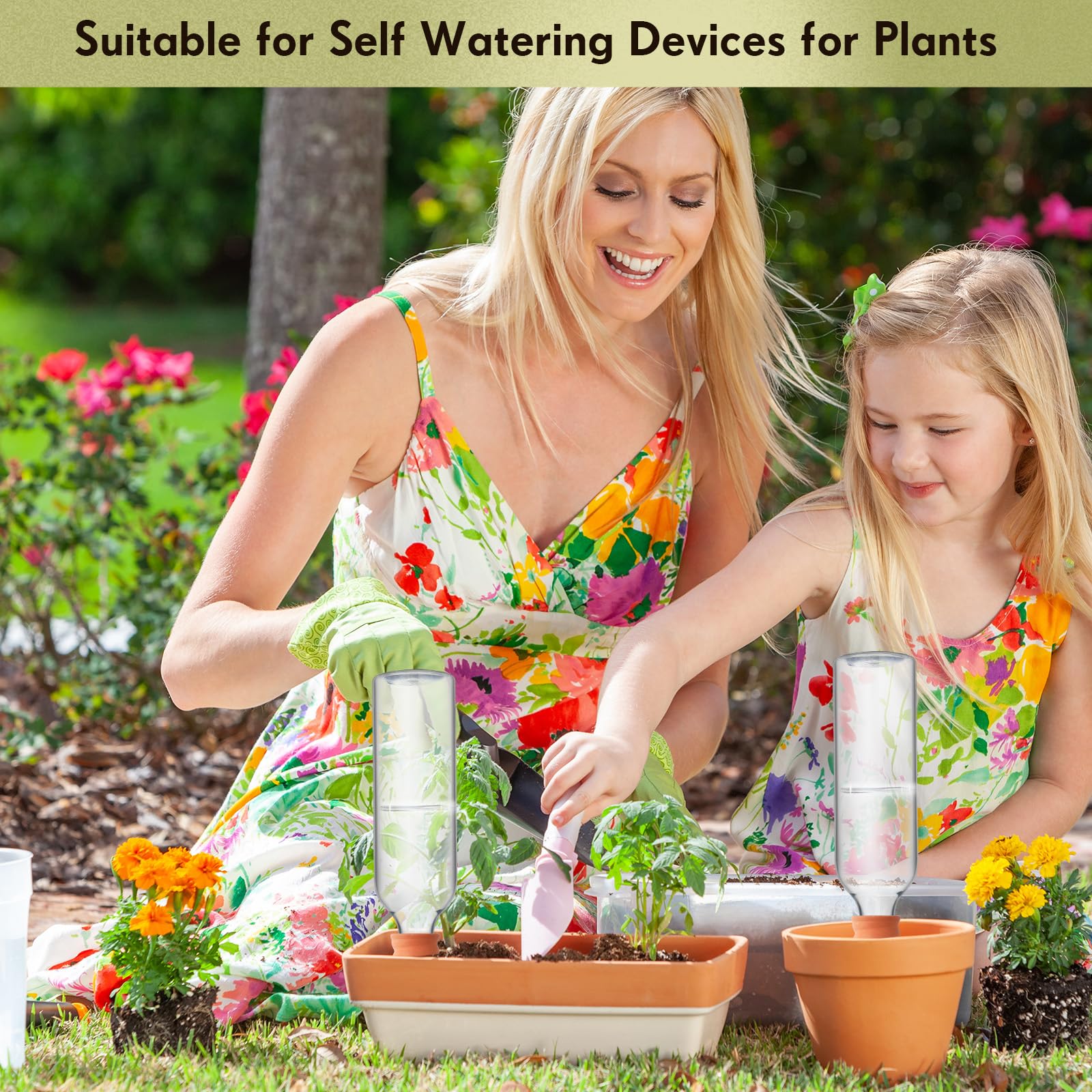 Geiserailie 4 Sets Automatische Bewässerungsgeräte für Pflanzen Terrakotta Tonkegel Bewässerung mit 750 ml Flaschen Pflanzenbewässerer Ton mit Langsamer Freisetzung Wasserspender Blumentopf Urlaub