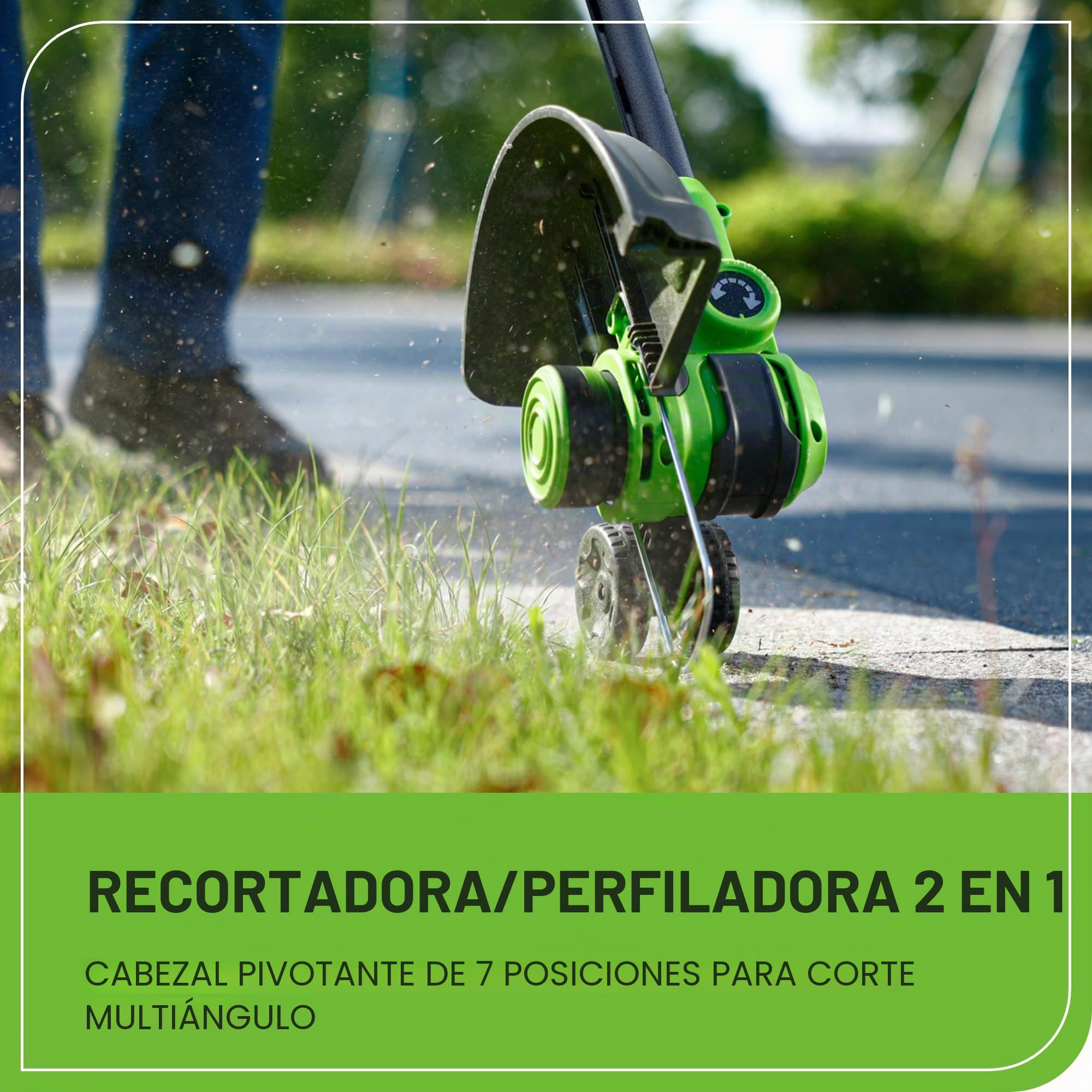 Greenworks 24V desbrozadora bateria, Anchura de Corte 30 cm, Cabezal Motor Giratorio e inclinable 90°, con Carrete de Cable y 20 Cuchillas de plástico, sin batería ni Cargador