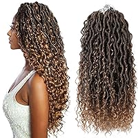 Vista 20 de Cabello de Ganchillo Boho Goddess Locs de 18 Pulgadas, 7 Paquetes de Crochet Goddess Locs con Extremos Rizados, Cabello de Ganchillo Goddess Faux