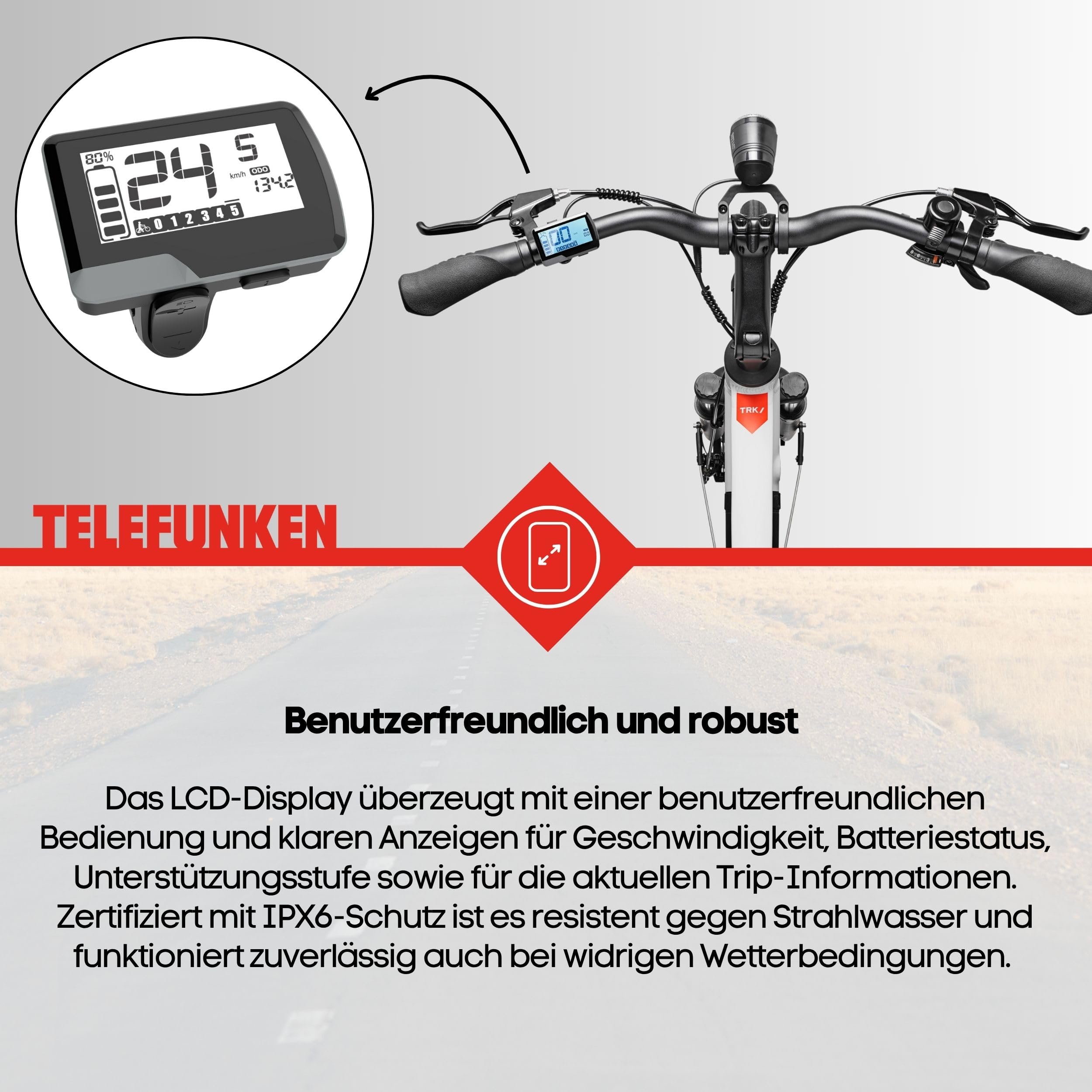 TELEFUNKEN E-Bike 28 Zoll Fahrrad für Herren | Trekking Pedelec mit 8-Gang Kettenschaltung & Scheibenbremsen | Elektrofahrrad mit 250 W Heckmotor & integriertem 417,6 Wh Li-Ion-Akku