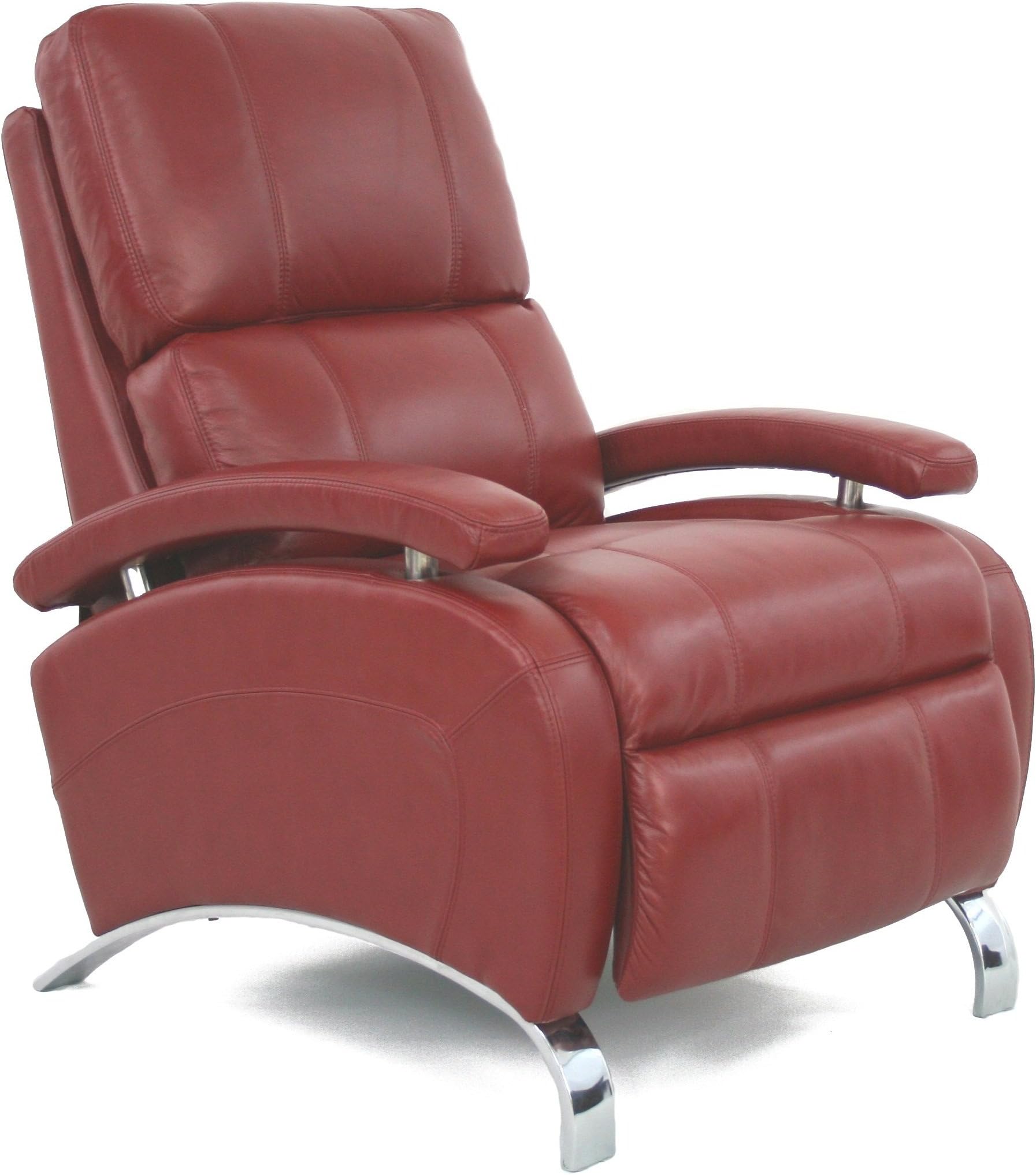 BarcaLounger Oracle II Leather Recliner Red Leather/Chrome Frame