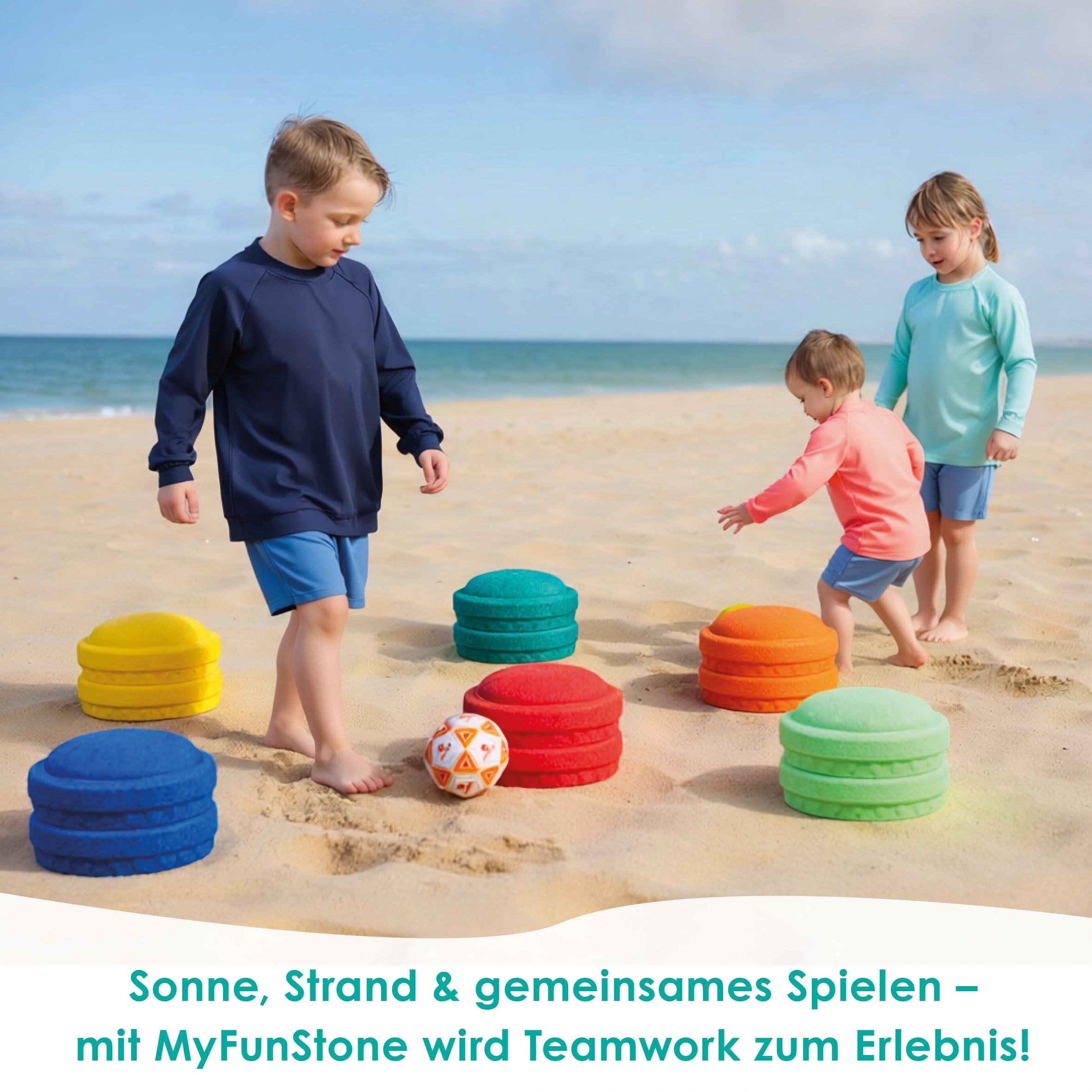 Generisch MyFunStone Balancier Steine Rund, 6 Stück, Motorikspielzeug für Kinder ab 1 Jahr, Kletter und Balance Training