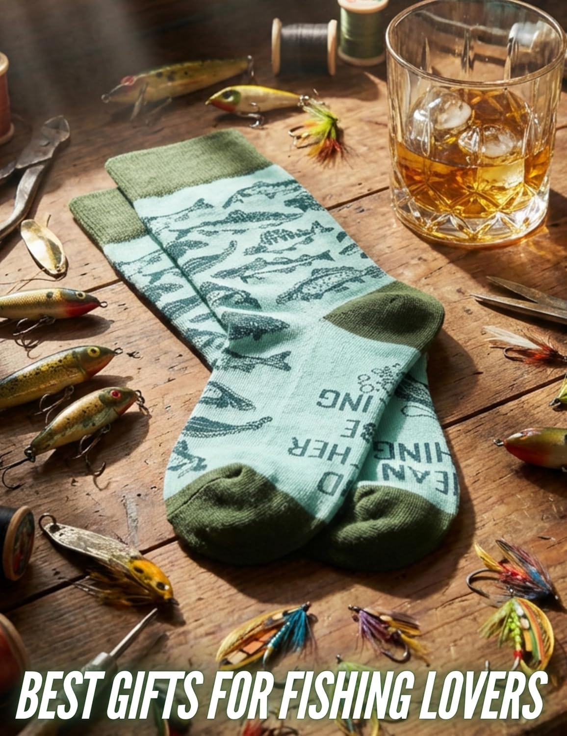 InnoBeta Fishing Gifts for Men, Gifts for Fishing Lover, One Size Crew Socks, I'd Rather Be FXXXING - Image 4