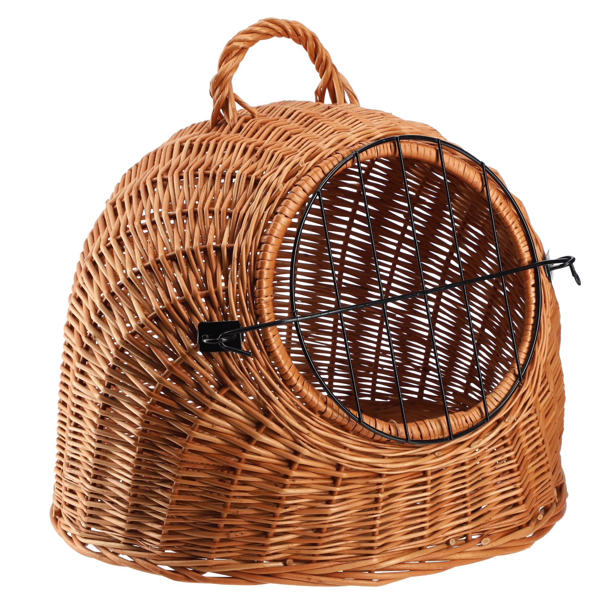 KADAX Cestino per il Trasporto per Animali in Vimini, con Maniglia e Chiusura, per Gatti e Animali Domestici (40 x 49 cm)