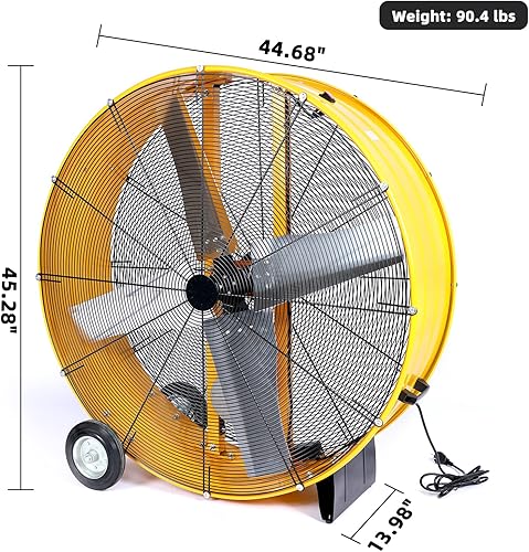 Miniatura 4 de InfiniPower Ventilador industrial de metal resistente de 42 pulgadas, circulación de aire de 2 velocidades para almacén, invernadero, taller, patio,