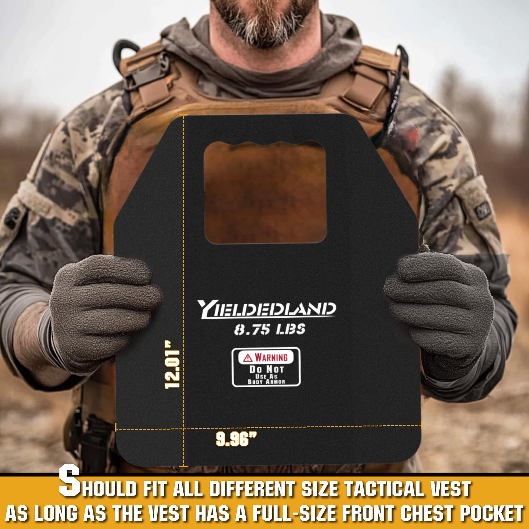 YIELDEDLAND 15lb/21lb Weighted Vest for Men and Women with Weight Vest Plates, Weight Vest for Strength and Endurance Training, Workouts, Running, Walking (Black, 8.75LB Plate)